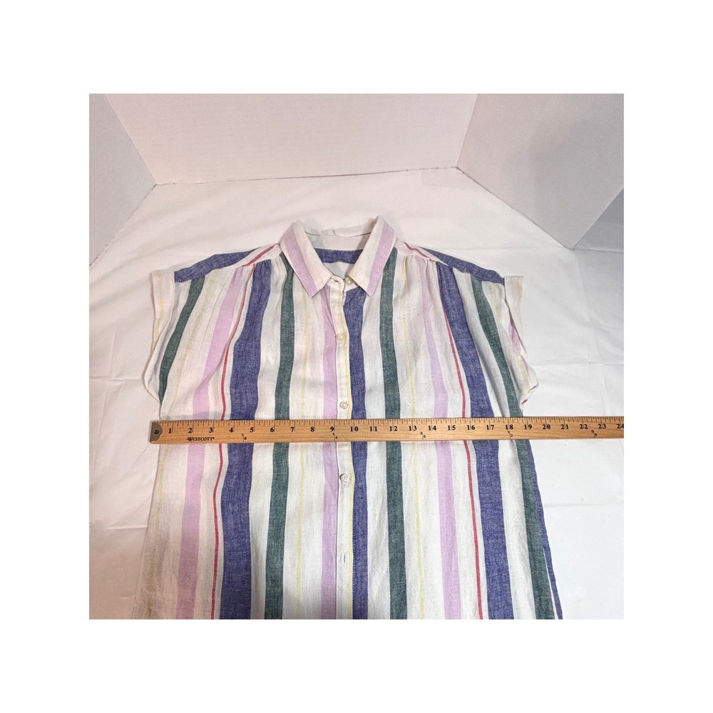 Old Navy Linen Blend Striped Button Down Shirt Dress with Slip Small Multi-Color - Picture 7 of 10